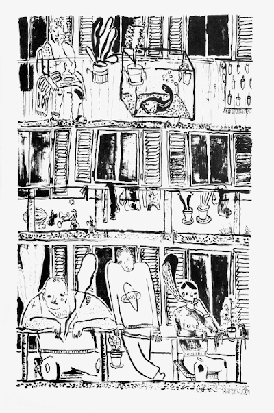 Balkonszene gezeichnet von Vincent Scarth und Lorenz Bachofner